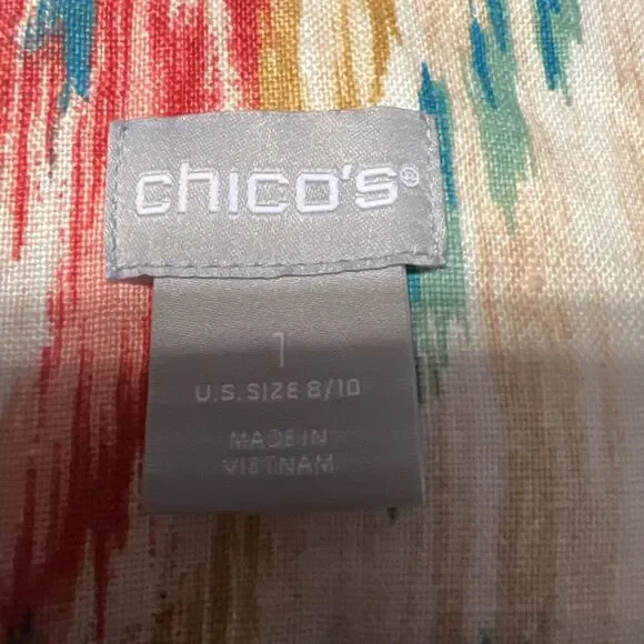 CHICO'S Daintree IKAT Print Soutache Linen Jacket Topper 3/4‎ Size 1(8/10) EUC - Picture 12 of 14